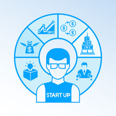 business man and startup business icons