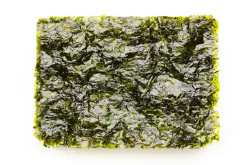 dried nori seaweed laminaria sheets, isolated on white