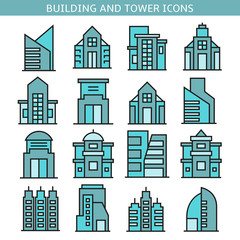 Fototapeta premium building and office tower icons