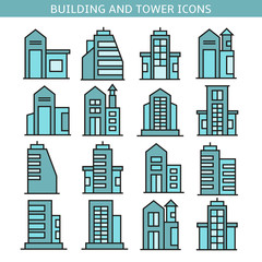 Obraz premium building and office tower icons