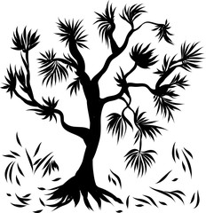 Fototapeta na wymiar Tree silhouette on white background.