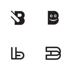 Letter B Outline Set Idea Abstract Monogram Creative Icon Logo Design Template Element Vector
