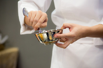 Bibimbap, Korean food, Chef preparing food, meal, chef cooking in kitchen