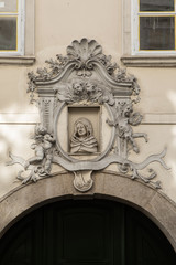 Facade of a historical building in the old town of Vienna