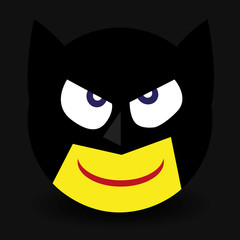 Black mask with sharp ears. Batman round vector logo on white background. Bat mask with eyes.