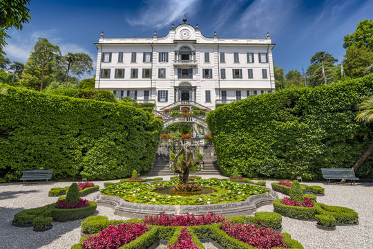 Villa Carlotta and gardens in Tremezzo, Lake Como, Lombardy, Northern Italy.