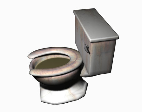 Toilettenschüssel mit Deckel und Wasserbehälter