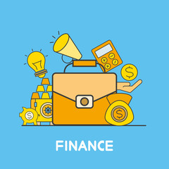 Naklejka premium briefcase and business icons for financial concept