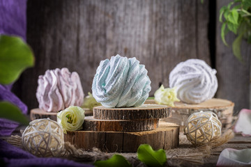  Still life with zephyr or meringue. Homemade sweets