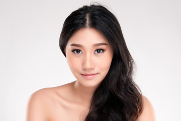 Young asian woman with clean skin of the face.