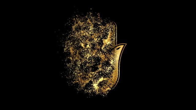 Fatima's hand Religious symbol Animation, Particle Dust Animation of Religious Fatima's hand Icon.
