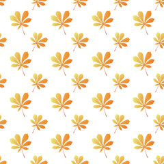 Horse chestnut leaves seamless pattern. Autumn background.