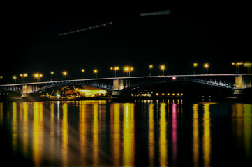 Mainz Brücke Rhein Langzeitbelichtung