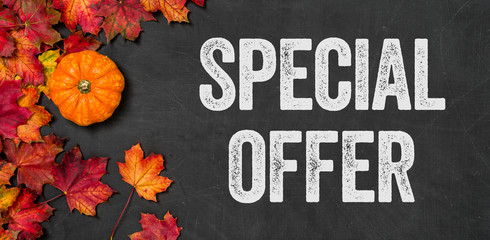Special offer written on a blackboard