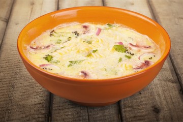 Vegetable soup isolated on a white background