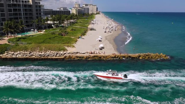 Boca Raton Inlet Fly Back Aerial Drone Footage