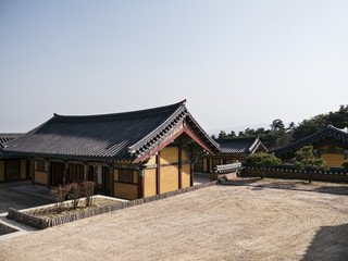 Fototapeta na wymiar Traditional korean houses in Naksansa temple, Yangyang city, South Korea