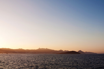 Mediterranean sea view at sunset