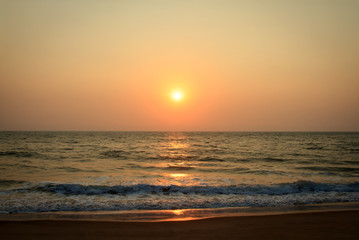 Evening scene with sunset on the sea