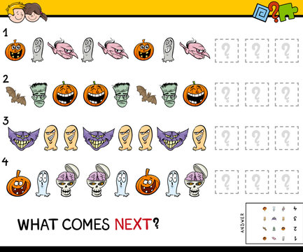 pattern educational game with Halloween characters
