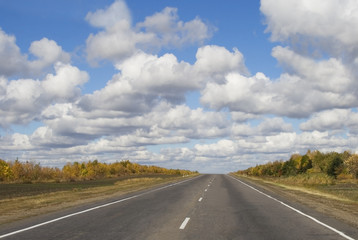  Empty road and cloud sky in summer day