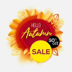 Autumn Sale and paper fall leaves