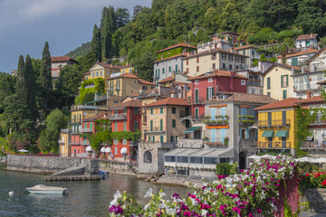 Scenic view of the picturesque village of Varenna on the eastern shore of Lake Como, Italy.