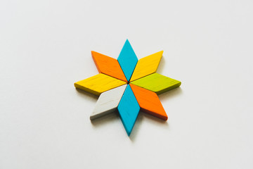 Tangram puzzle star shape use for education and creative concept