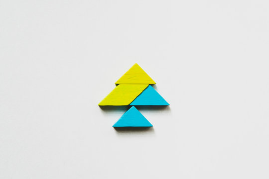 Tangram puzzle tree shape use for education and creative concept