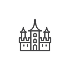 Dracula Castle outline icon. linear style sign for mobile concept and web design. Halloween Castle simple line vector icon. Symbol, logo illustration. Pixel perfect vector graphics