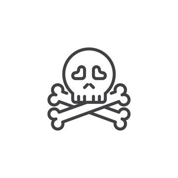 Skull And Bones outline icon. linear style sign for mobile concept and web design. Danger line vector icon. Symbol, logo illustration. Pixel perfect vector graphics