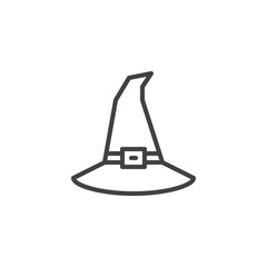 Witch hat outline icon. linear style sign for mobile concept and web design. Halloween costume line vector icon. Symbol, logo illustration. Pixel perfect vector graphics