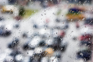 Rainy Day, drops of rain on a window