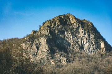 Landscape of a rocky mountain and a blue sky