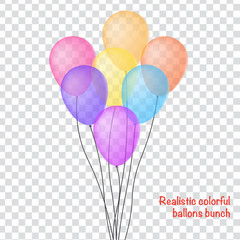 realistic balloons bunch in transparent background