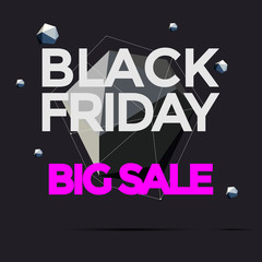 Black Friday Polygon Sale Flyer or Poster Design discount offers.