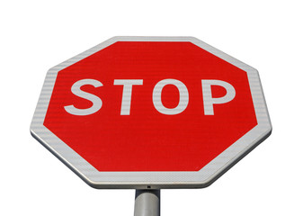 road sign stop isolated on white background