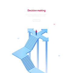 Decision making - modern isometric vector web banner