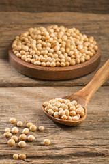 Dry soybeans - Glycine max. Top view