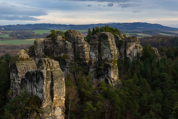 Fototapeta na wymiar Czech sandstone rocks in Bohemian Paradise