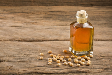 Oil and soybeans - Glycine max. Text space