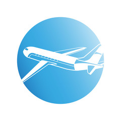 plane on blue circle background