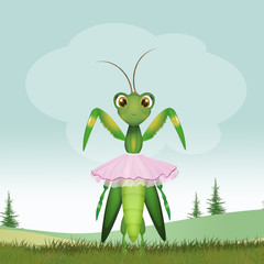 illustration of mantis dancing