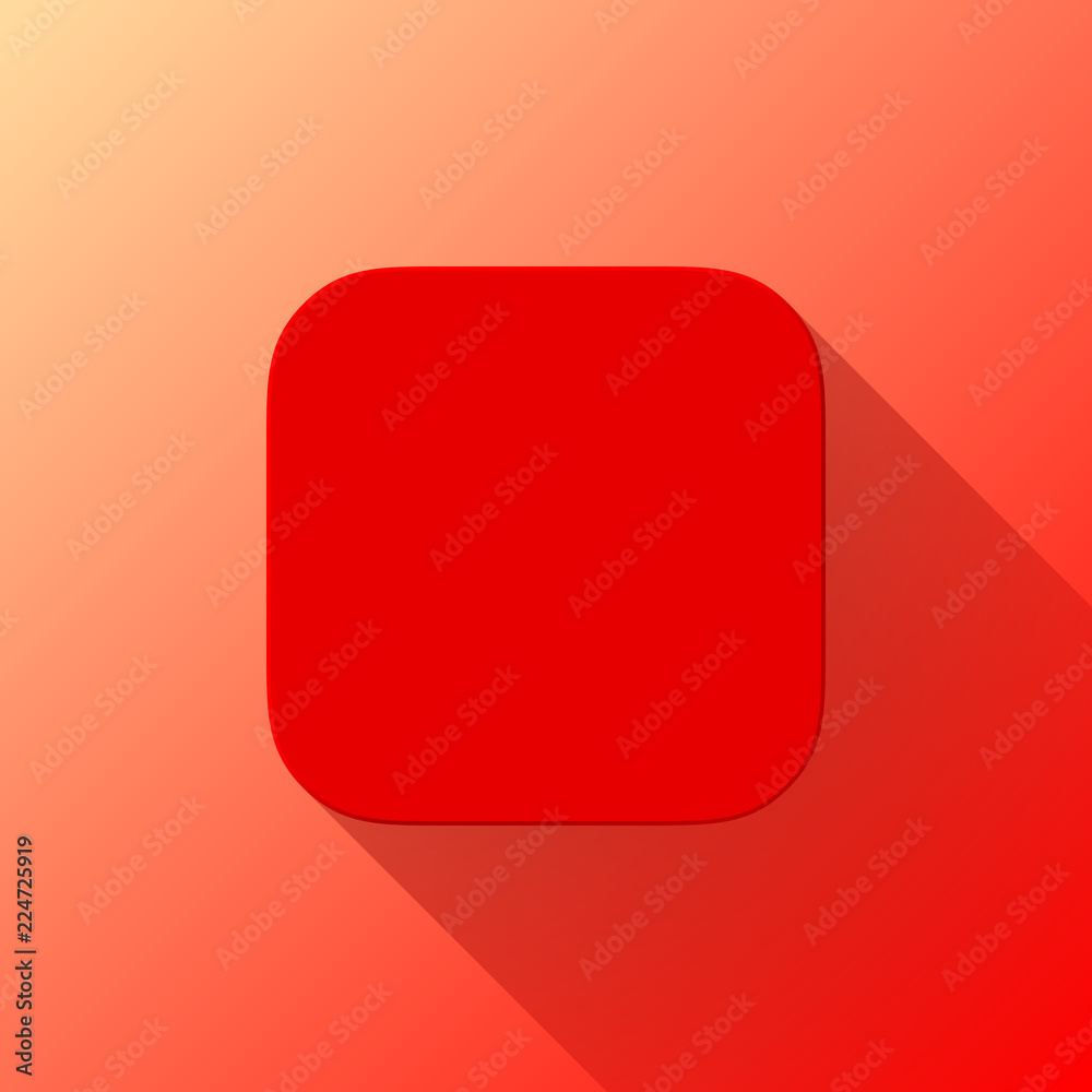 Poster red abstract app icon, blank button template with flat designed shadow and gradient background for i