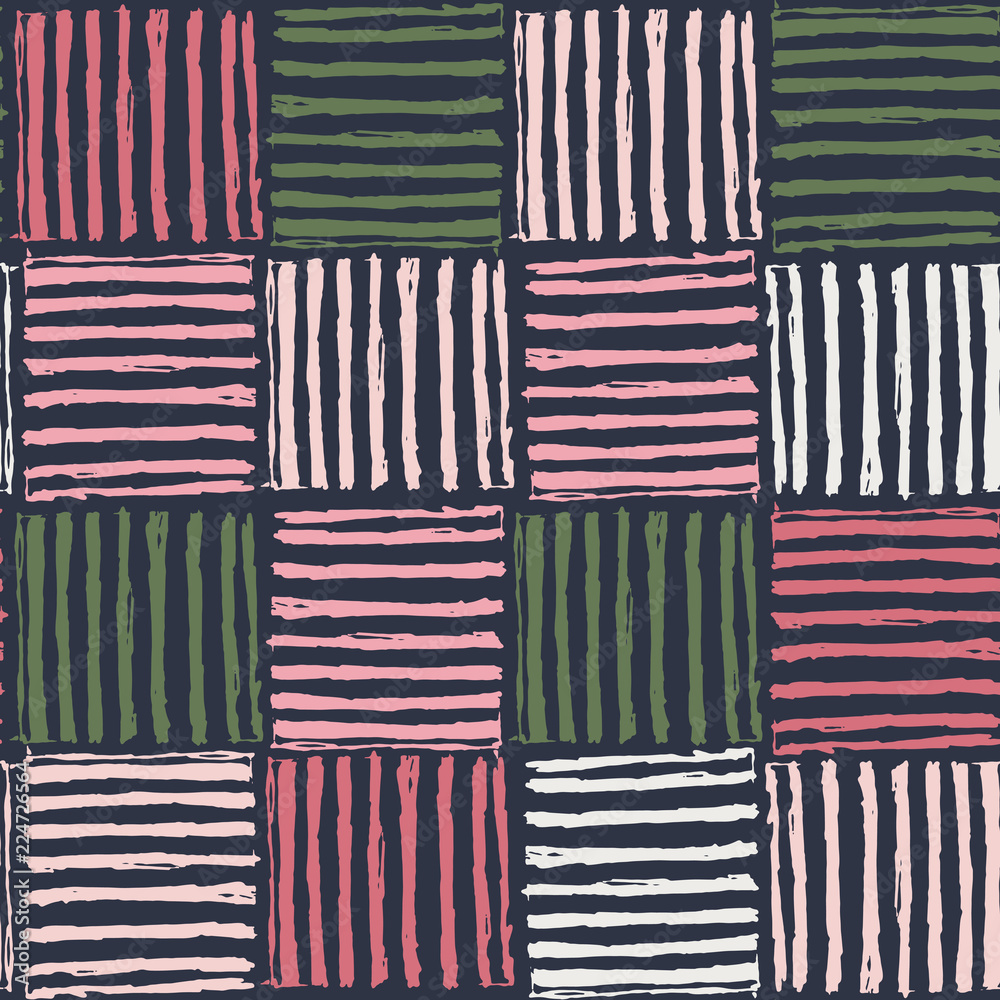 Wall mural vector seamless pattern of hand drawn squares enclosing lines.