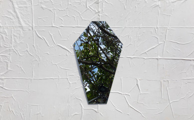 reflections in the mirror on a white background
