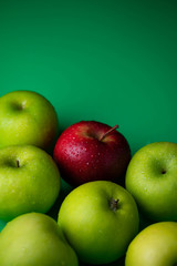Red and green fresh apple, fruit for healthy