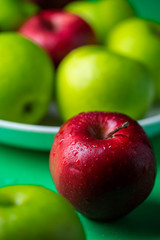Red and green fresh apple, fruit for healthy