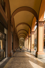 Obraz premium Beautiful decorative arcade, portico, in Bologna, Italy