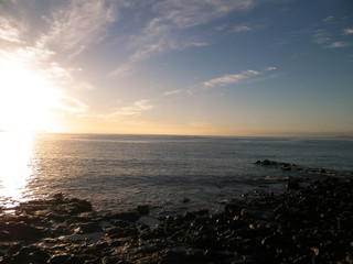 Sunset over coast in Lanzarote, Canarian Islands